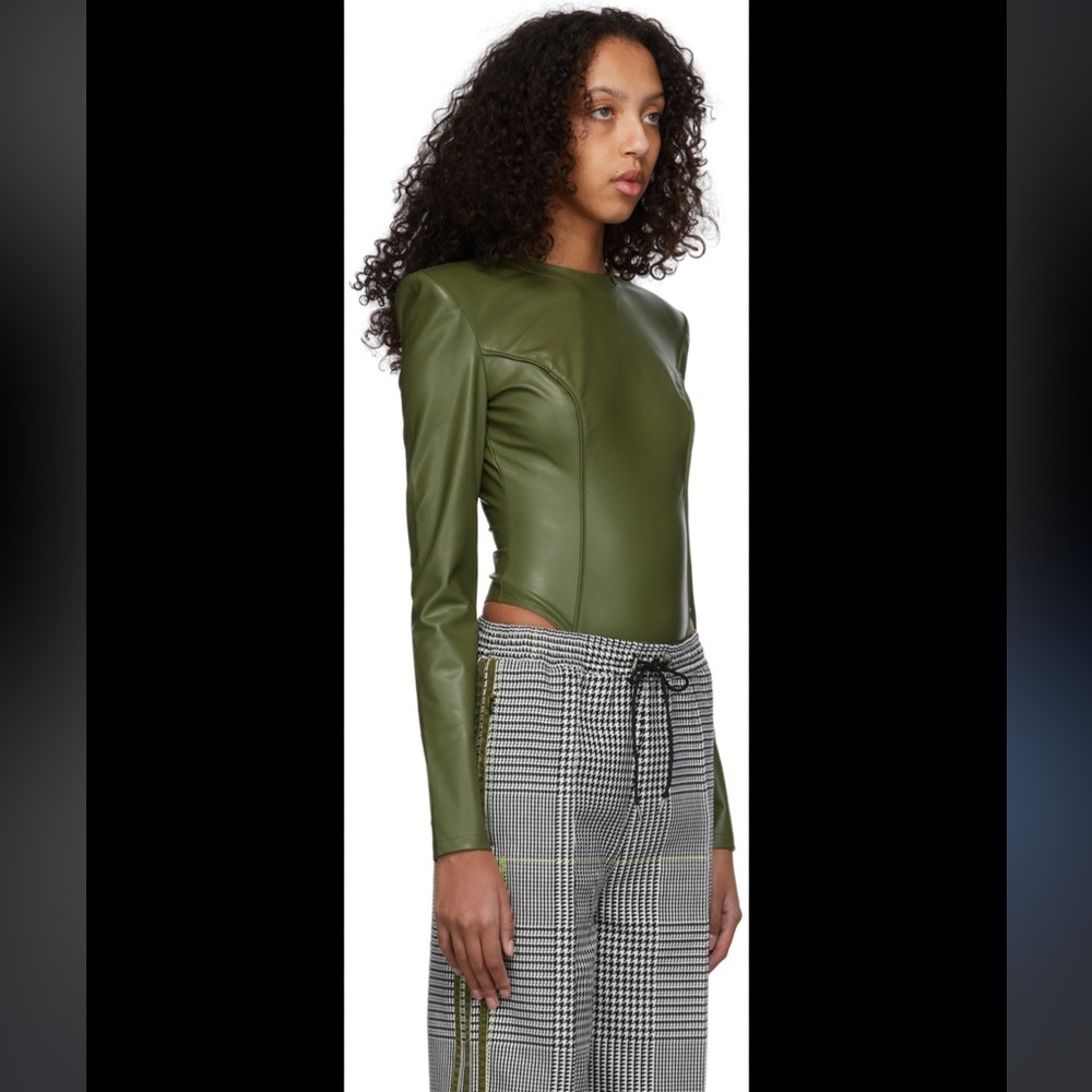 adidas x IVY PARK Green Faux-Leather Bodysuit - Picture 2 of 3
